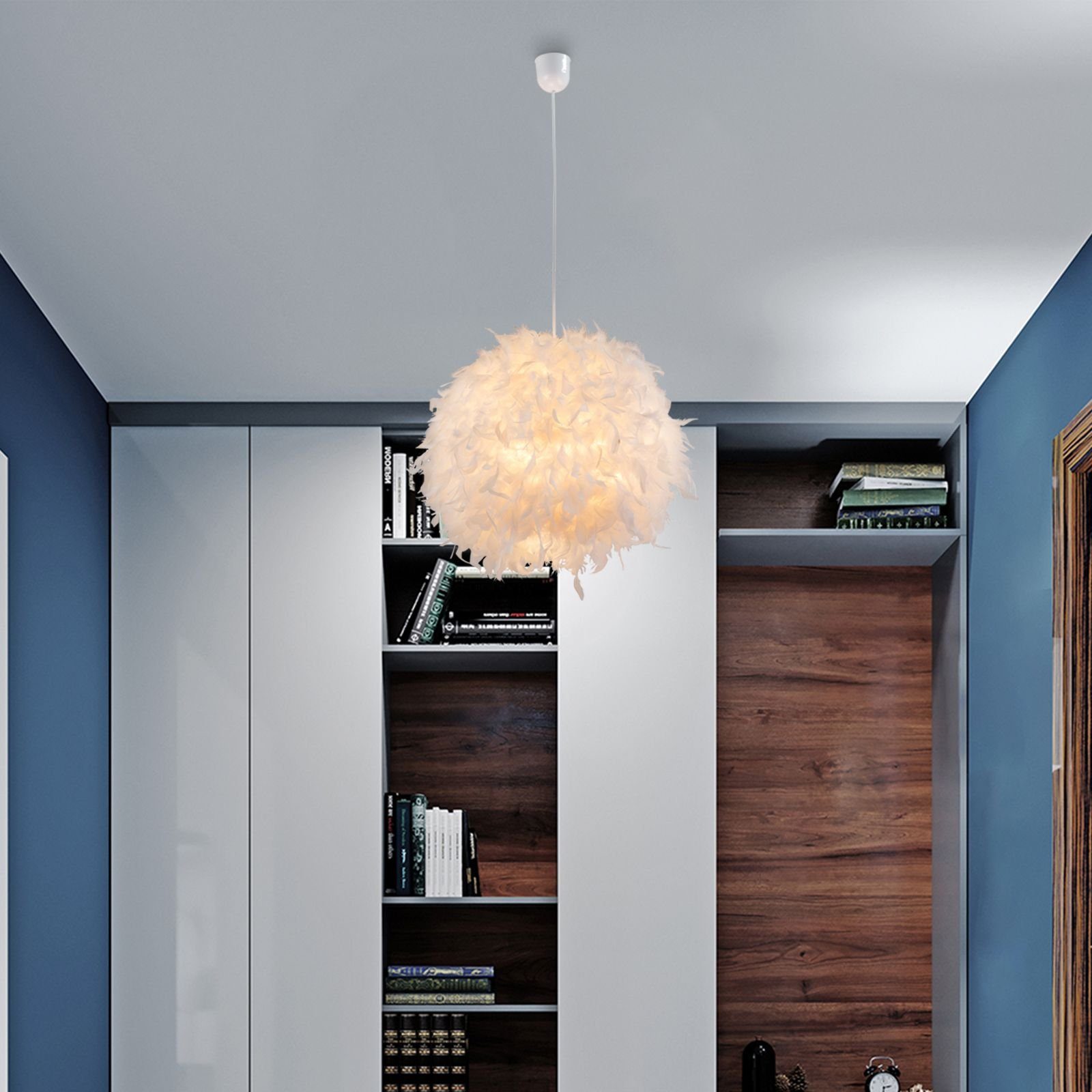 Globo Hängeleuchte GLOBO Hängeleuchte Schlafzimmer Pendelleuchte Wohnzimmer Hängelampe, Federlampe, weiß, rund, modern, ohne Leuchtmittel, Lichtfarbe ist abhängig vom Leuchtmittel, Pendellampe, Esszimmer, Küche, Flur
