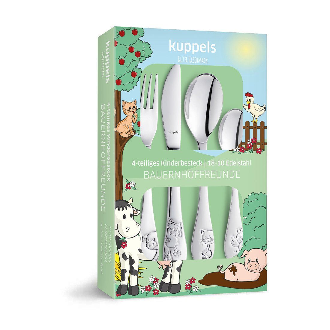 Kuppels Kinderbesteck Bauernhoffreunde, Edelstahl 18/10, hochglanzpoliert, für 1 Person, 4-teilig