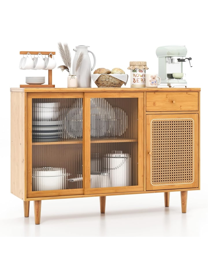 COSTWAY Buffetschrank Bambus 120 x 35 x 83 cm in Hellbraun günstig kaufen onesize