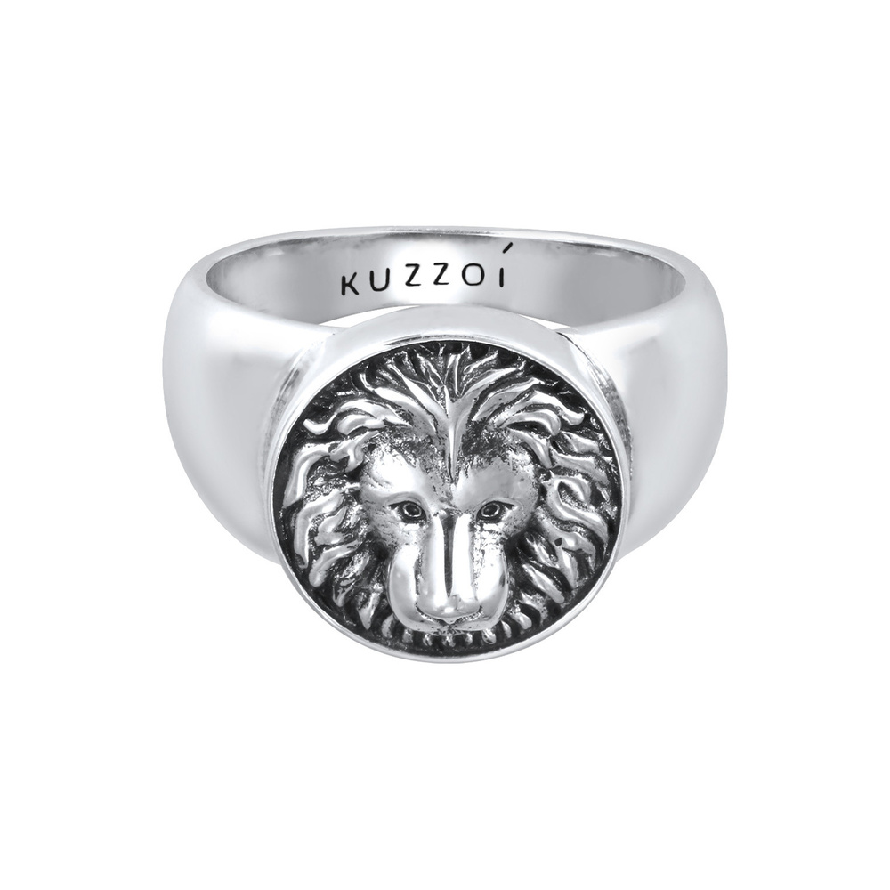 KUZZOI KUZZOI Bague Bague Signet Homme Léo Tendance Solide en Argent Sterling 925 Bague