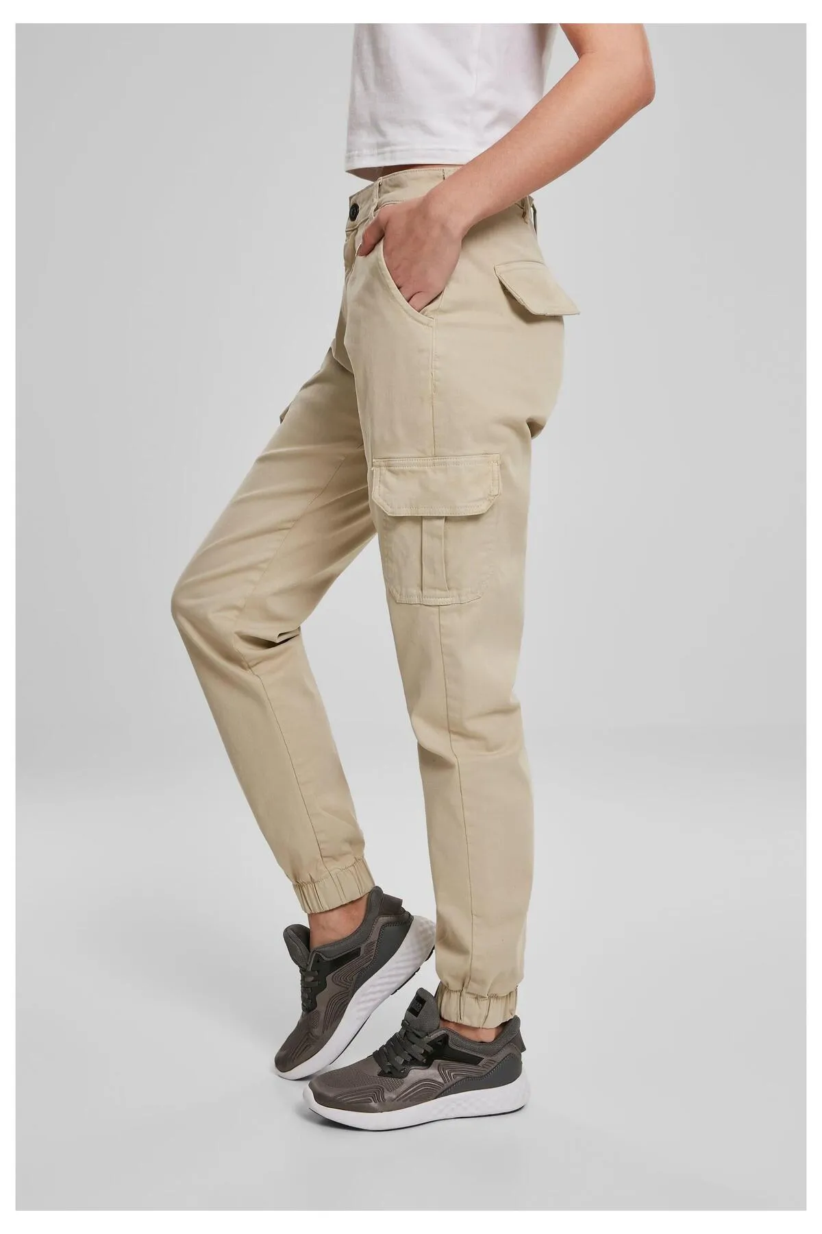 Urban Classics  Damen Cargohose mit hoher Taille für Damen