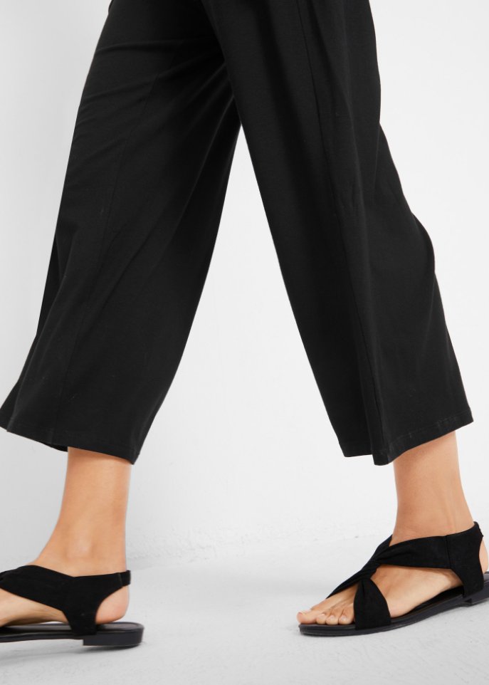 Jersey-Jumpsuit mit V-Ausschnitt, kurzarm