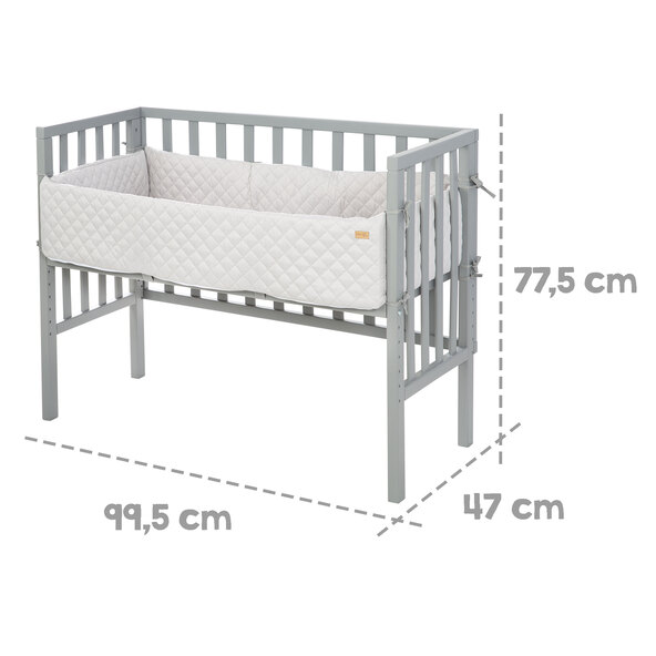 2-in-1 Beistellbett, inkl. Decke in Strickoptik, grau