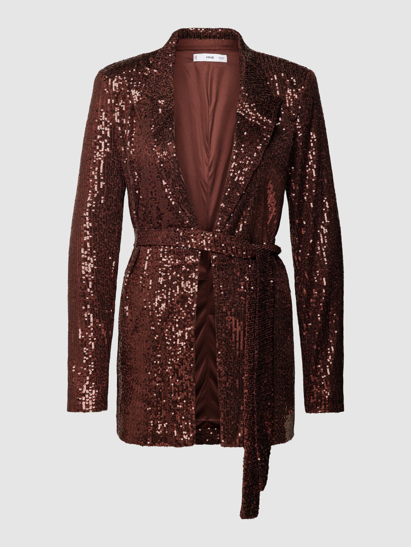 Blazer mit Bindegürtel Modell 'XLENJUEL' in metallic braun