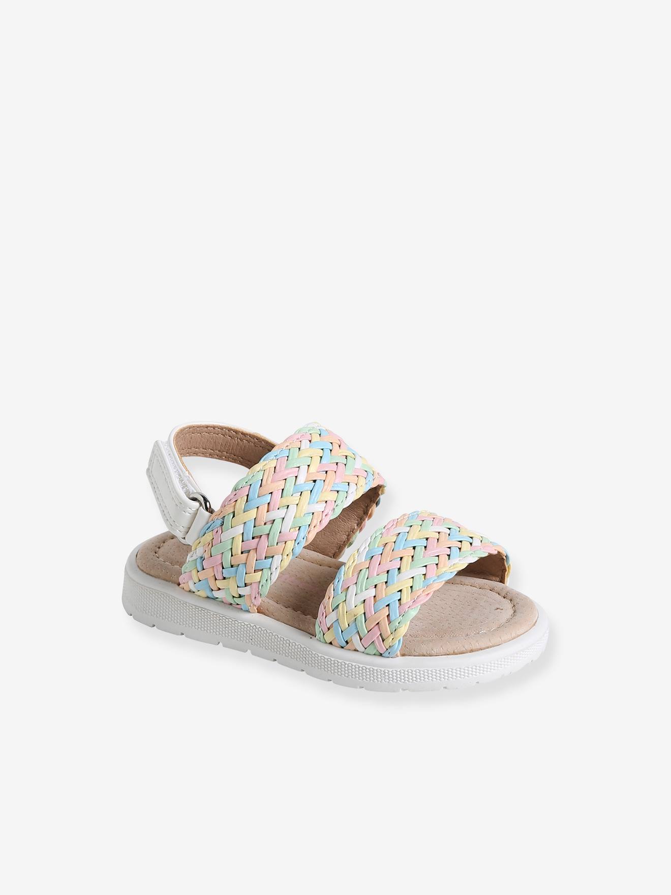 Vertbaudet Baby Klett-Sandalen mit nachtleuchtenden Flechtriemen - mehrfarbig