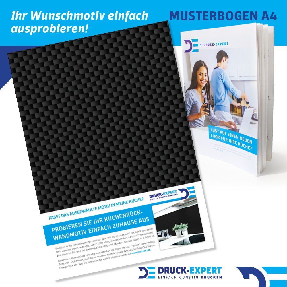 DRUCK-EXPERT Küchenrückwand Küchenrückwand Webstruktur Schwarz Premium Hart-PVC 0,4 mm selbstklebend