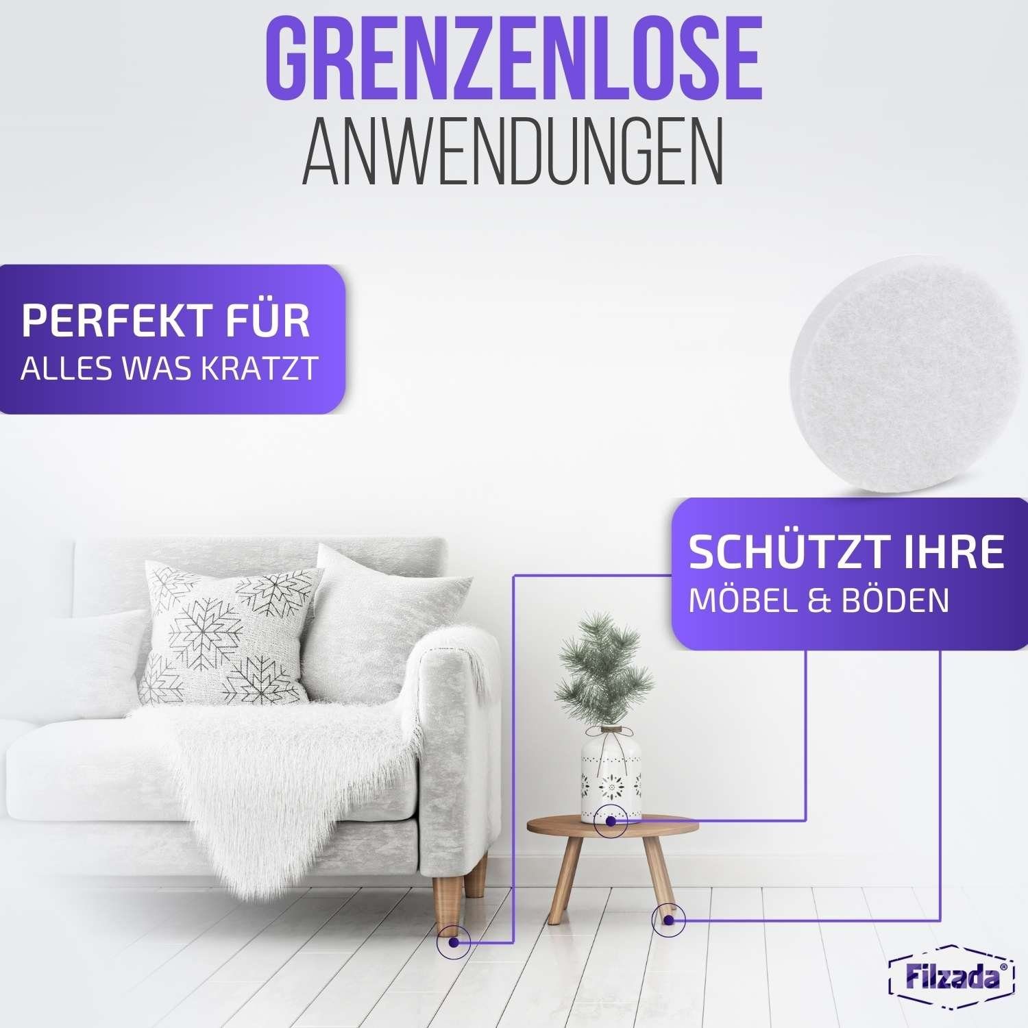 Filzada Filzgleiter Filzgleiter 106 St Selbstklebend Set Möbelgleiter Filz Rund Eckig