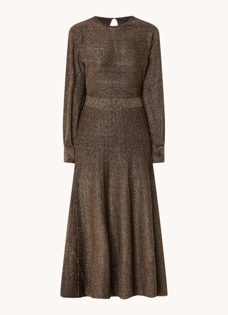 Vestido midi Maje com lurex e detalhe plissado
