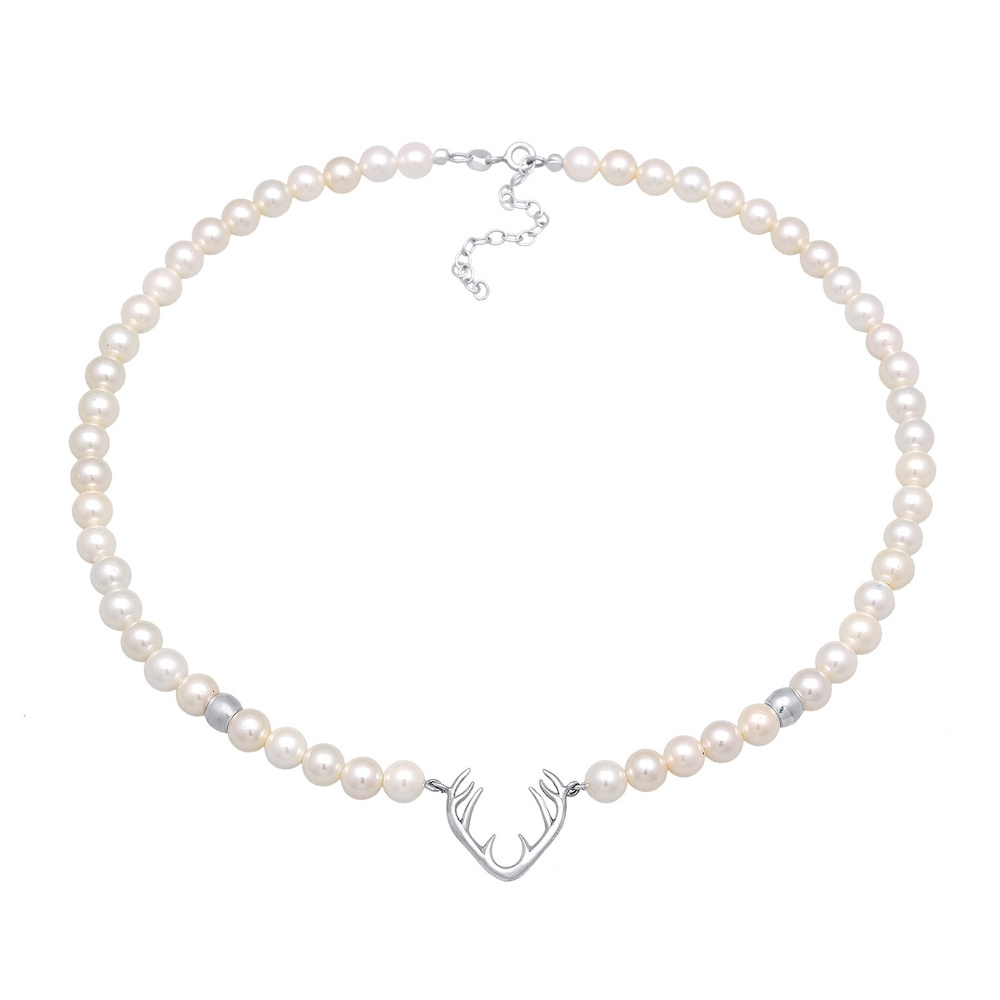 Elli Elli Collier Femmes choker bois de cerf avec perles de coquillage en argent sterl collier