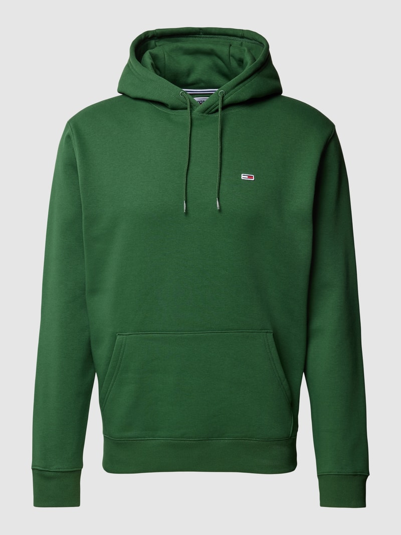 Hoodie mit Label-Stitching in dunkelgrün meliert