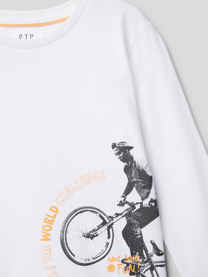 Longsleeve mit Motiv-Print in weiß