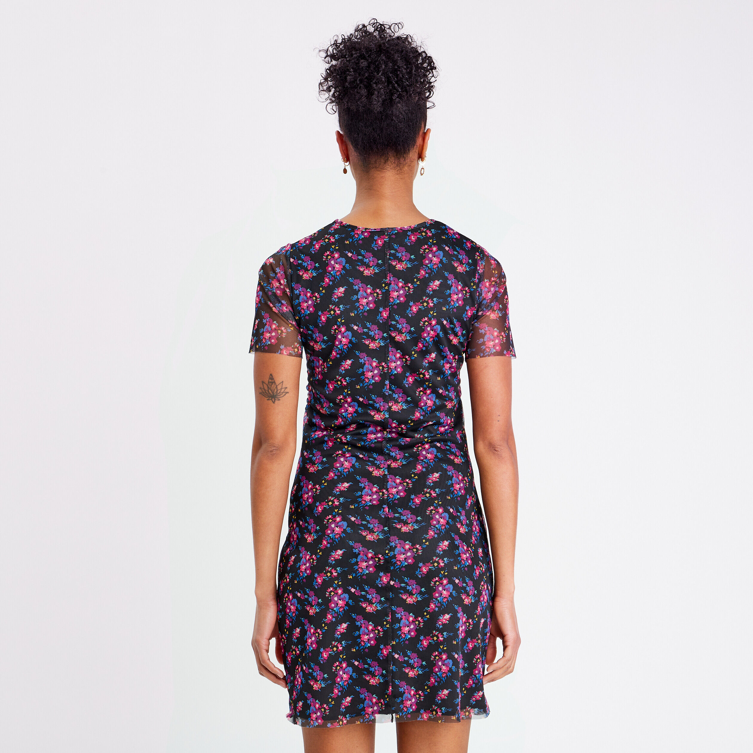 Robe évasée manches courtes noir femme | Cache Cache