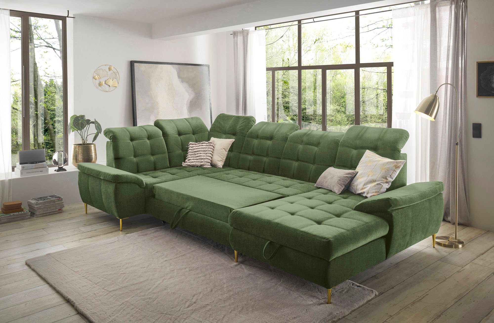 ED EXCITING DESIGN Ecksofa Valtura, frei stellbar, Bettkasten, Schlaffunktion, mit Kopfteilverstellung