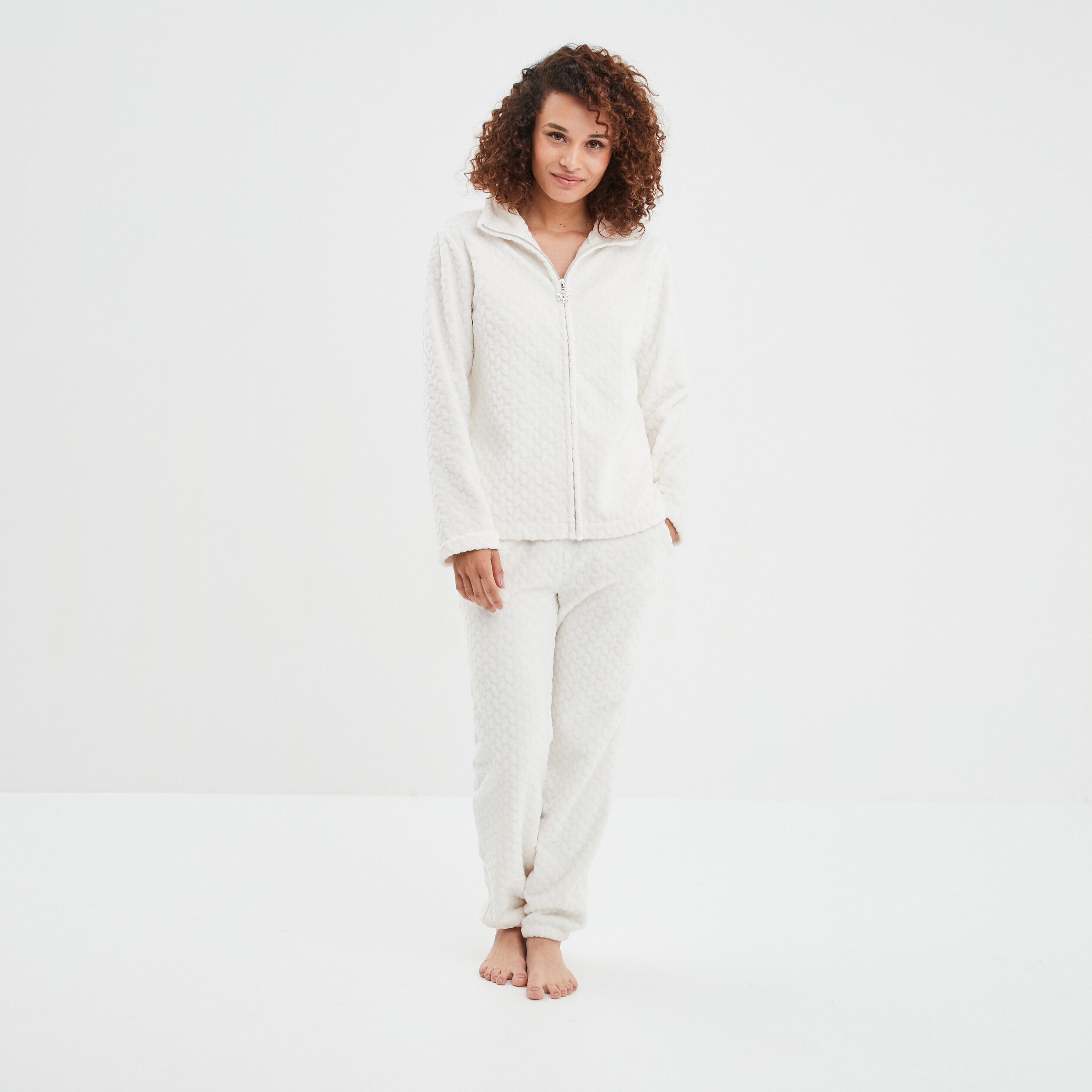 Pantalon de pyjama aspect matelassé blanc femme | La Halle