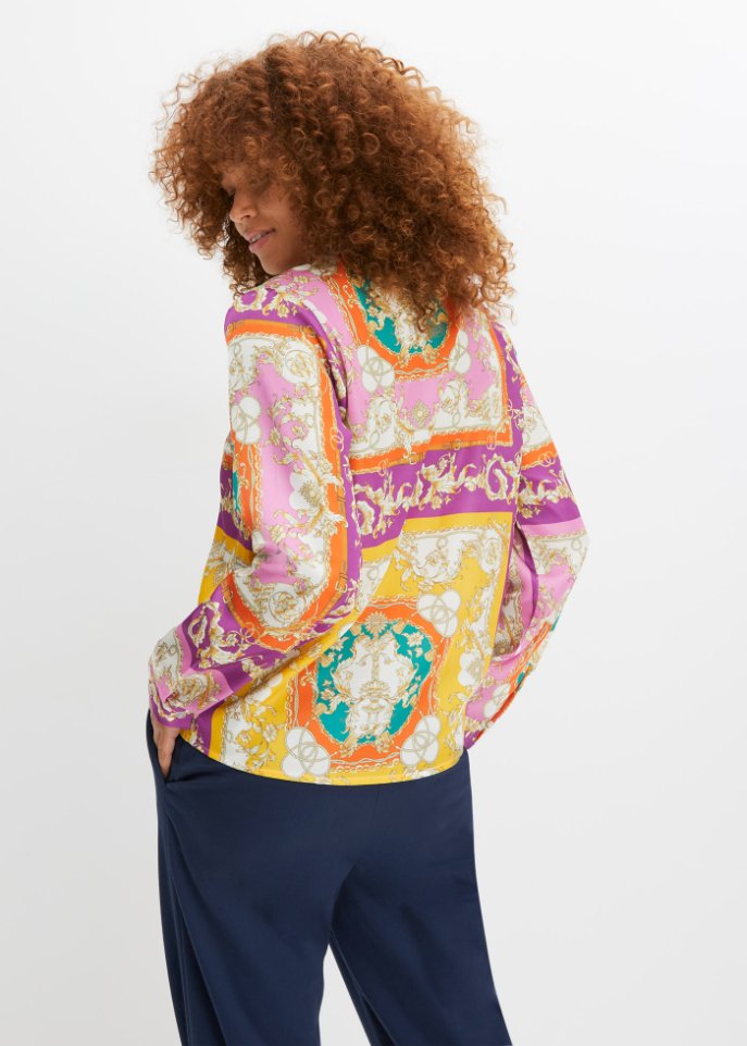 bedruckte Satin-Bluse aus recyceltem Polyester