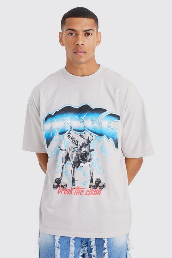 Oversize T-Shirt mit Strass-Print