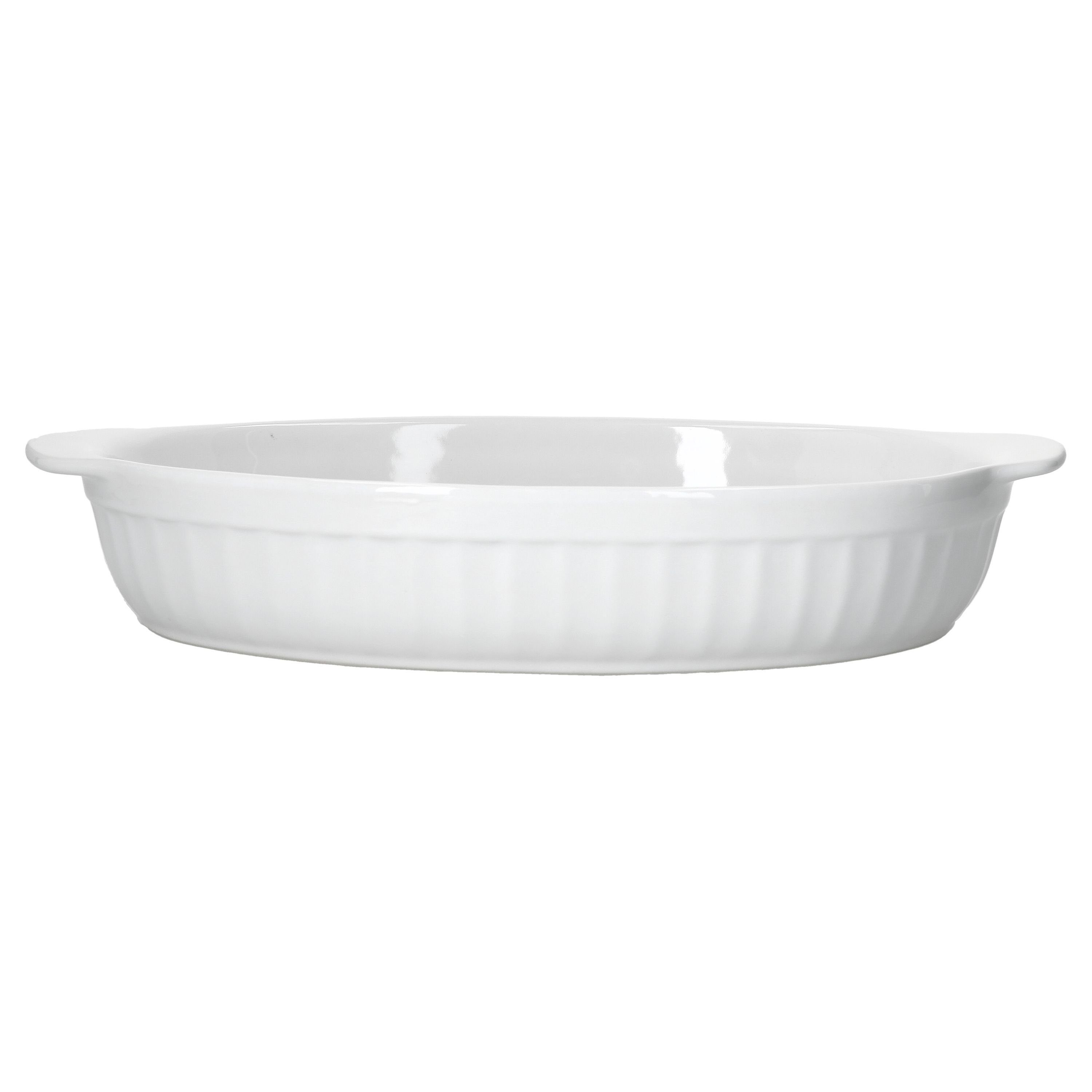MamboCat Auflaufform 2er Set Arte Regal Auflaufform Nr. 01 weiß oval mit Henkel groß, Steingut