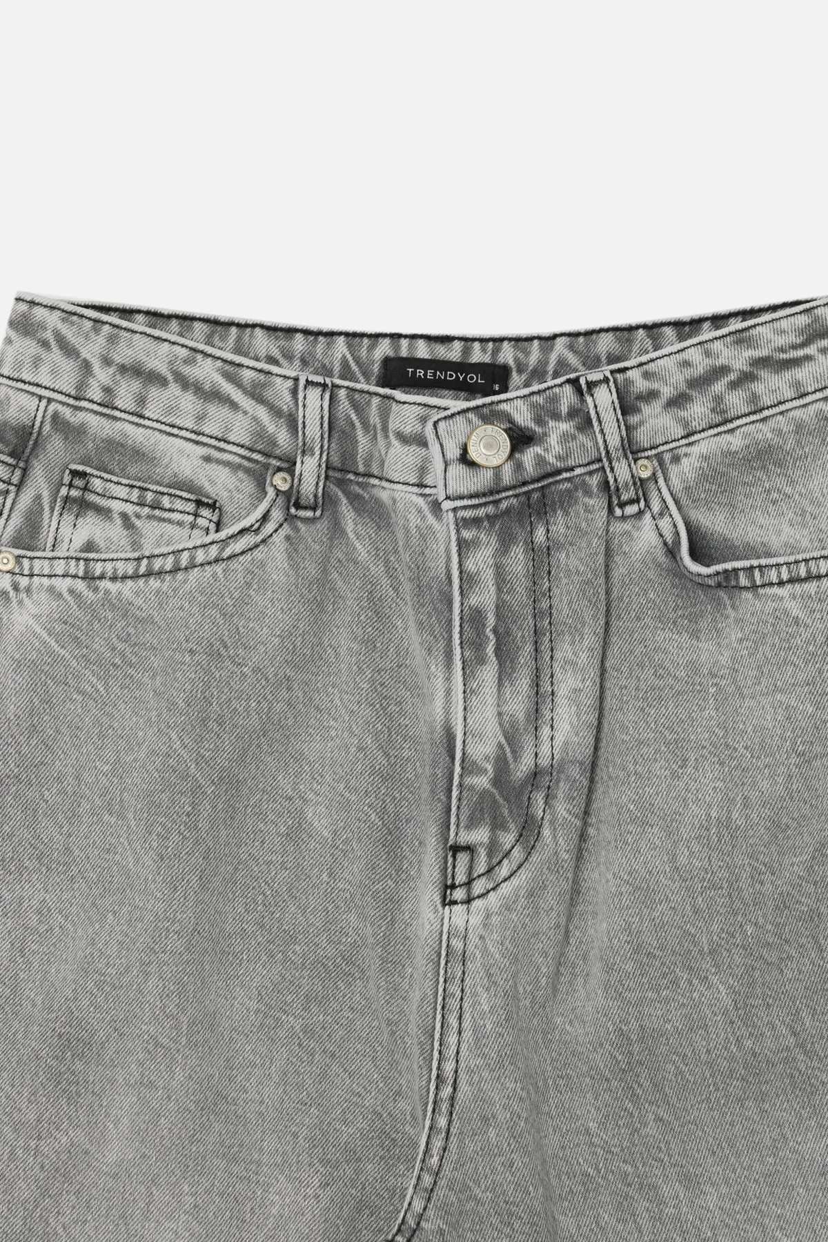 Trendyol Collection  Graue Jeans mit hoher Taille und weitem Bein TWOSS22JE0288