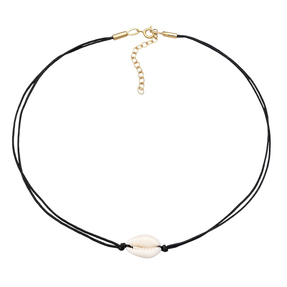 Elli Elli Collier Femmes Choker tendance avec nylon et coquillage cauri en argent ster collier