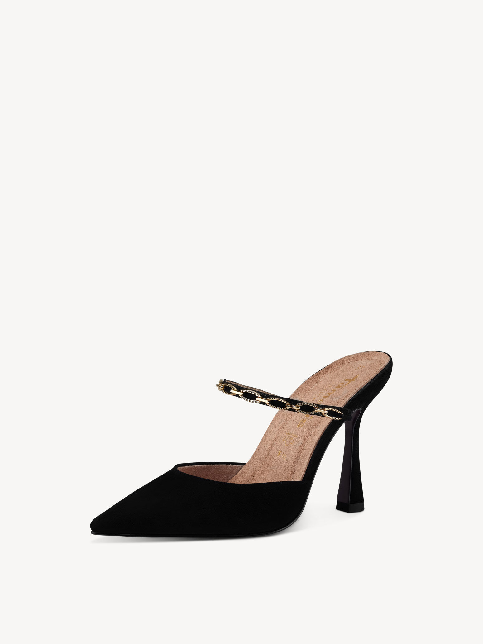 Sandale à talon en cuir - noir