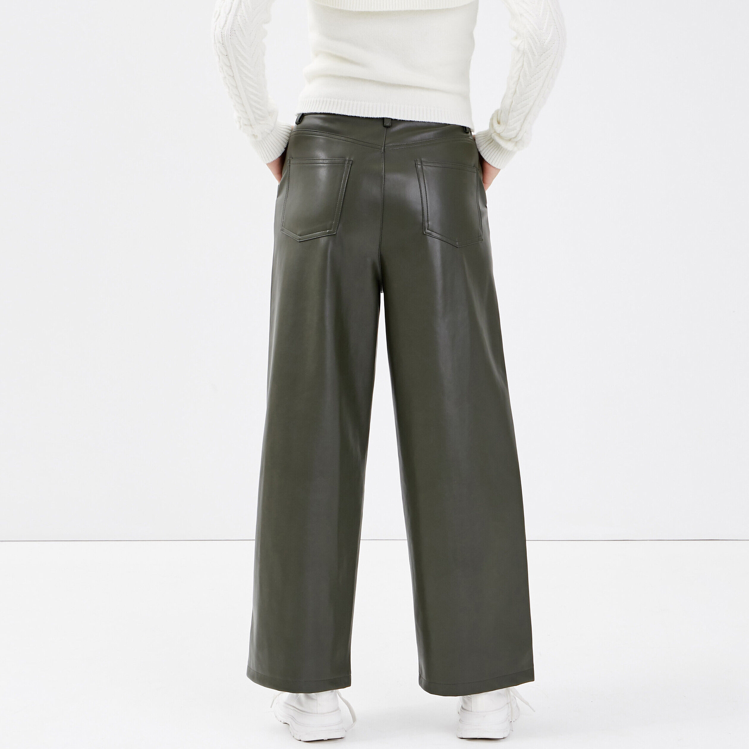 Pantalon bootcut taille haute vert kaki femme | Cache Cache