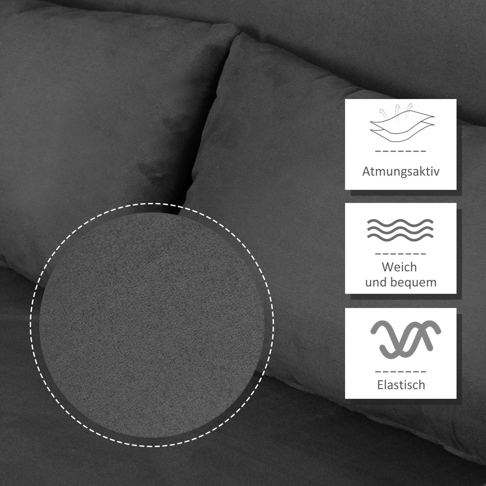 HOMCOM Schlafsofa Doppelsofa, Set 1 Teile, Schlafsessel Klappbett Gästebett Chaiselongue 3-in-1 Grau