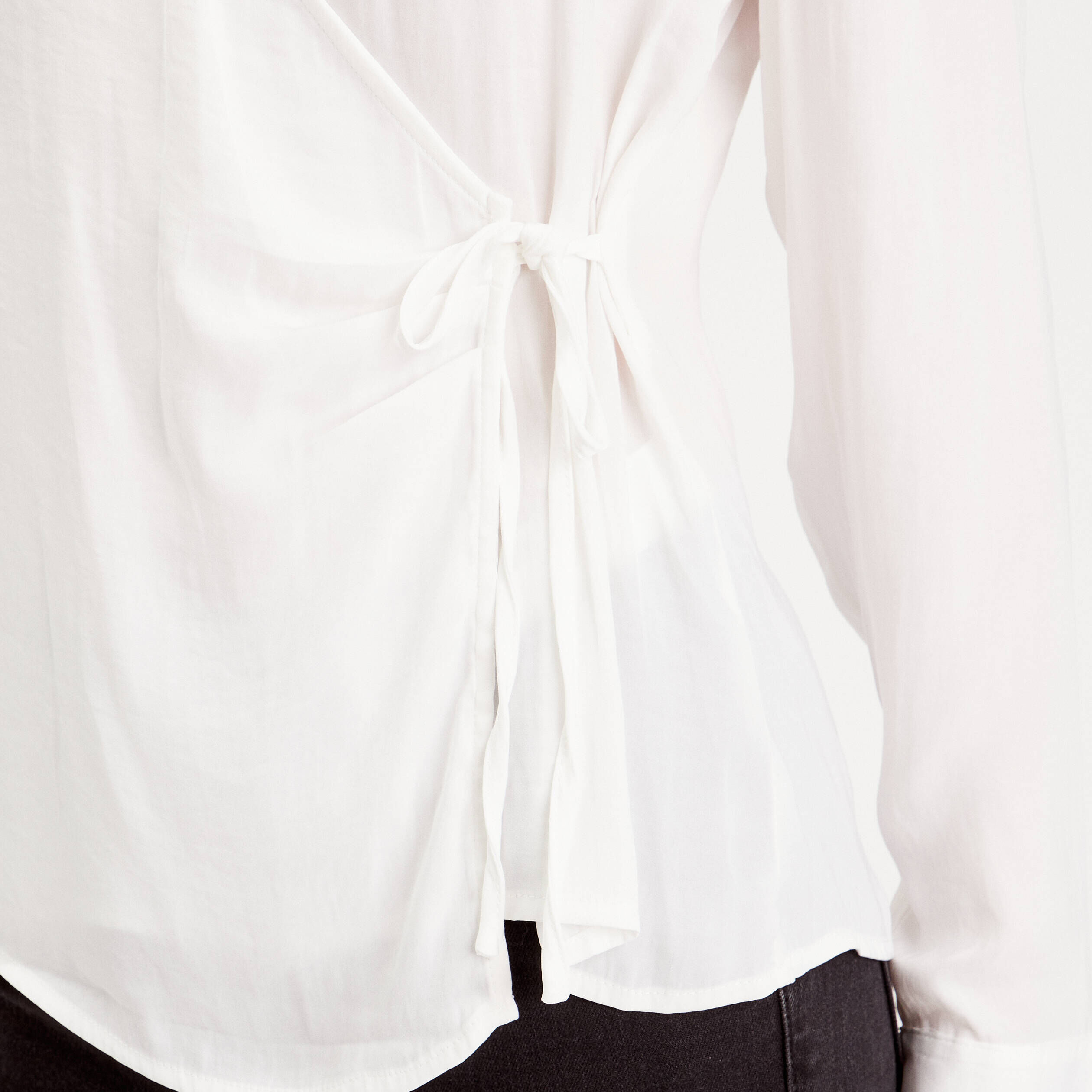 Blouse satin col cache-coeur ecru femme | Cache Cache