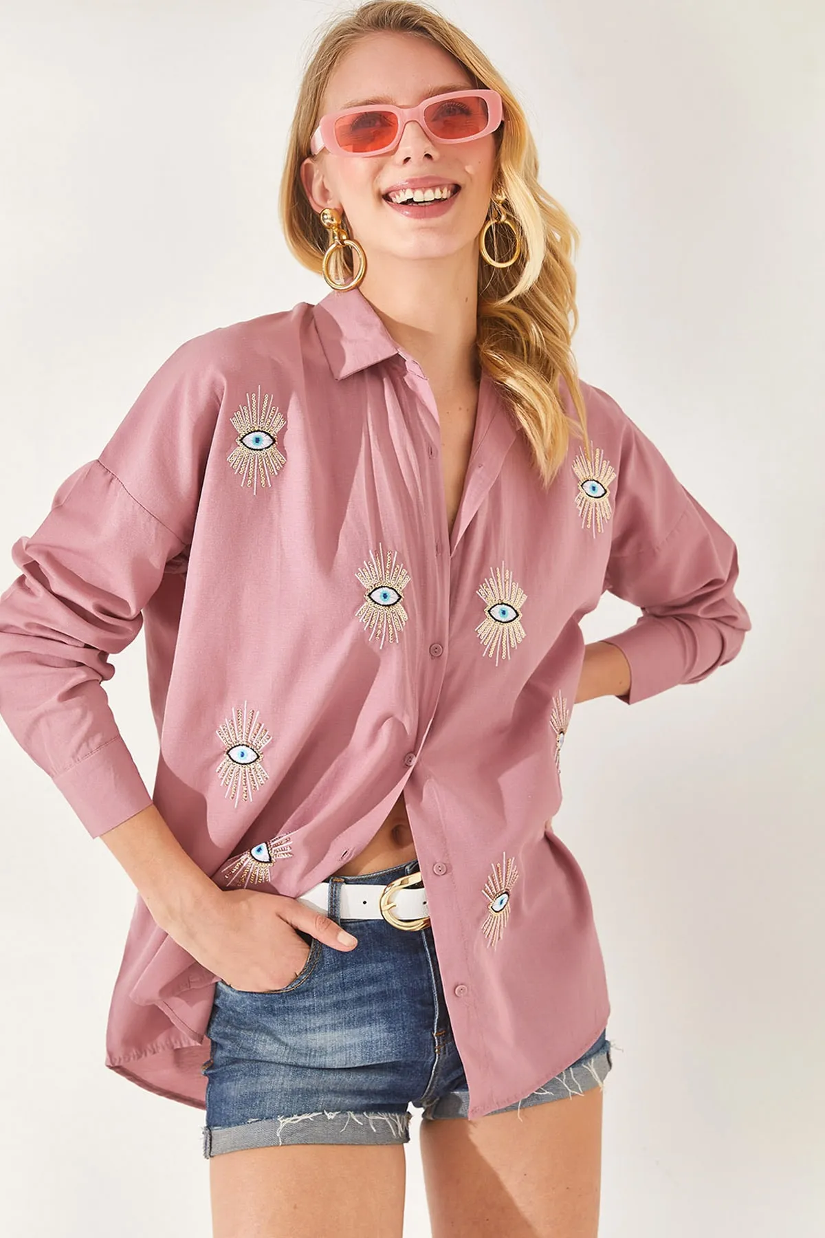 Olalook  Hemd - Rosa - Boyfriend