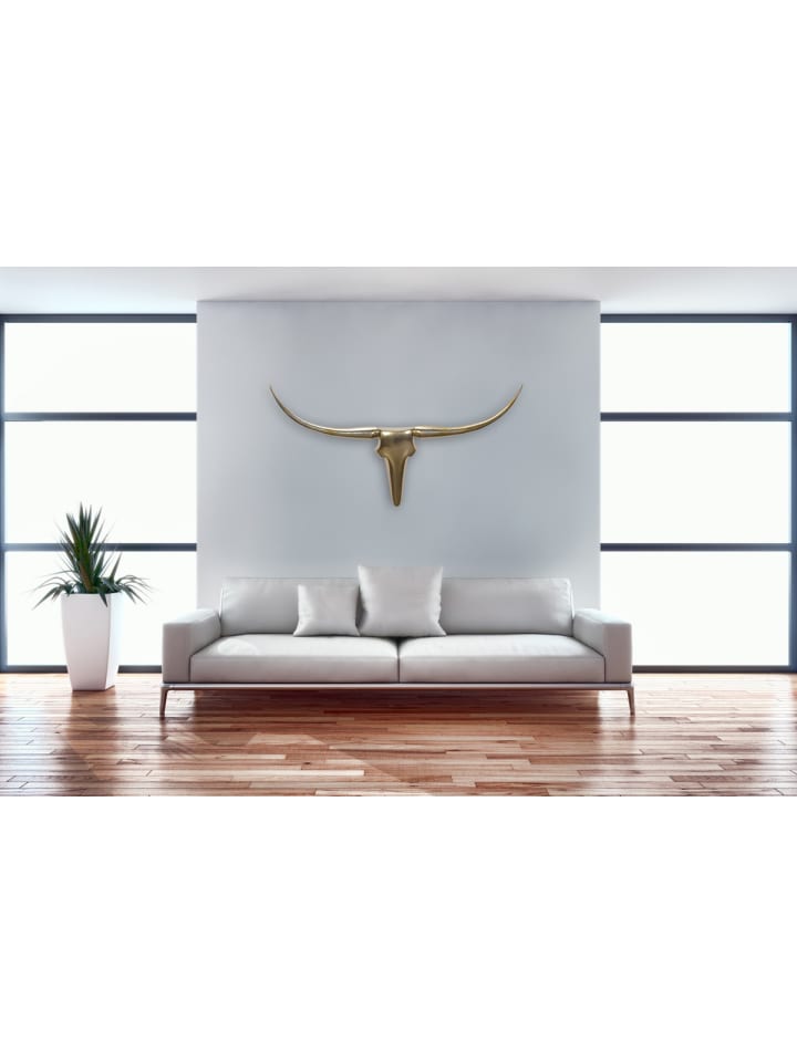KADIMA DESIGN Wanddekoration Geweih Bull L 125 cm Aluminium golden in Gold günstig kaufen