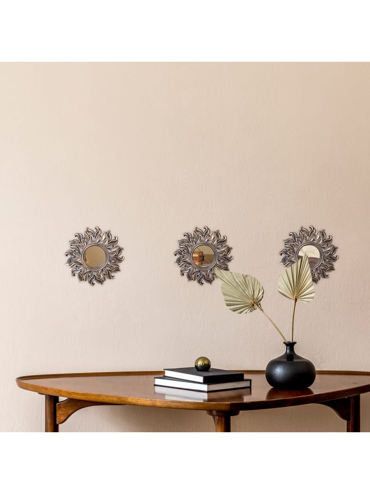 relaxdays 3 x Spiegel in Bronze - Ø 25 cm günstig kaufen onesize
