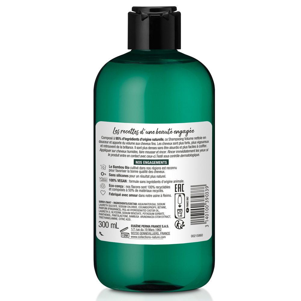 Collections Nature Shampooing Volume Idéal pour les cheveux fins en perte dedensité