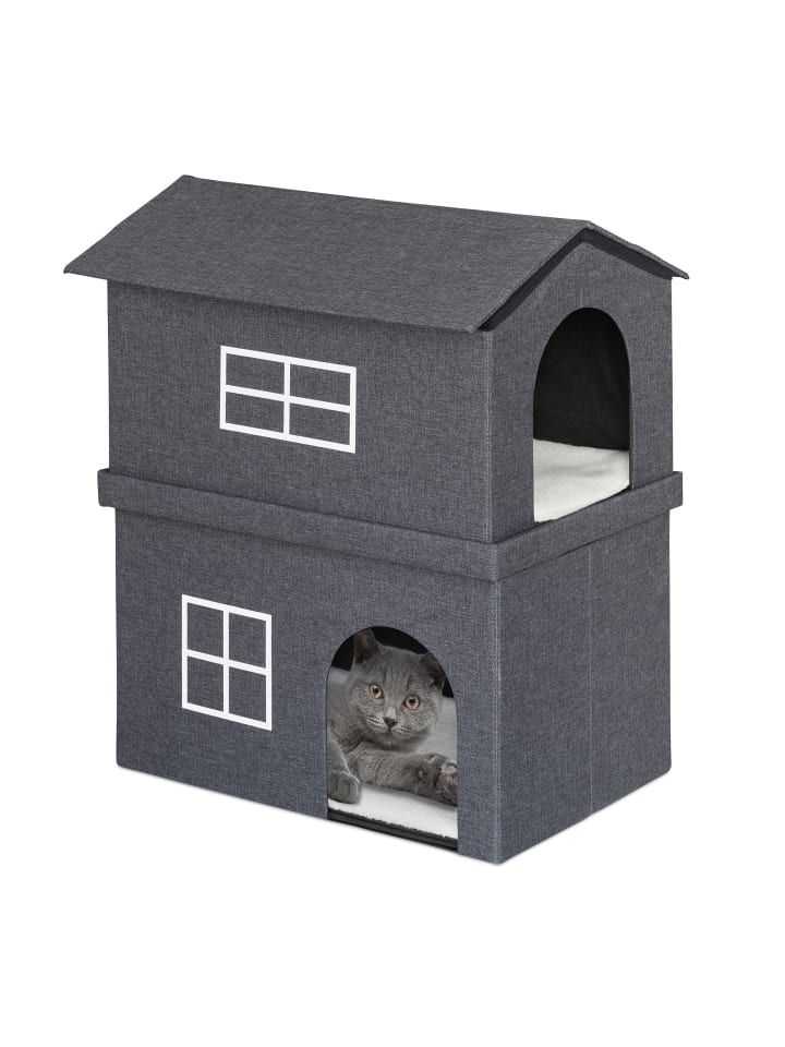relaxdays Katzenhaus in Dunkelgrau günstig kaufen onesize