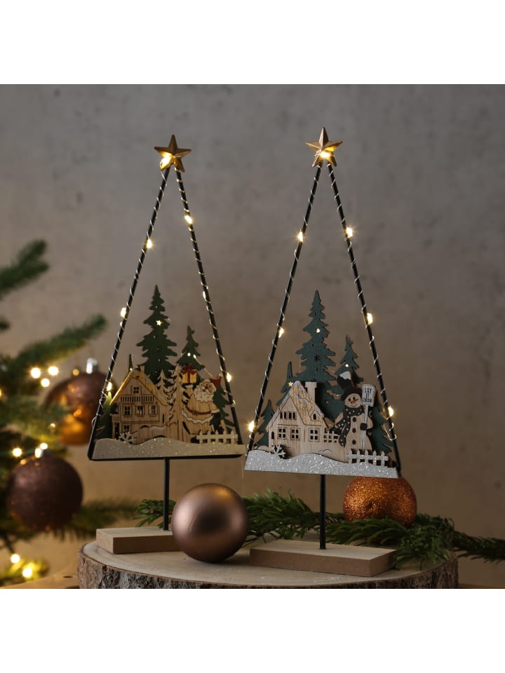 MARELIDA LED Dekoleuchte SNOWMANS HOUSE 33cm in braun günstig kaufen onesize