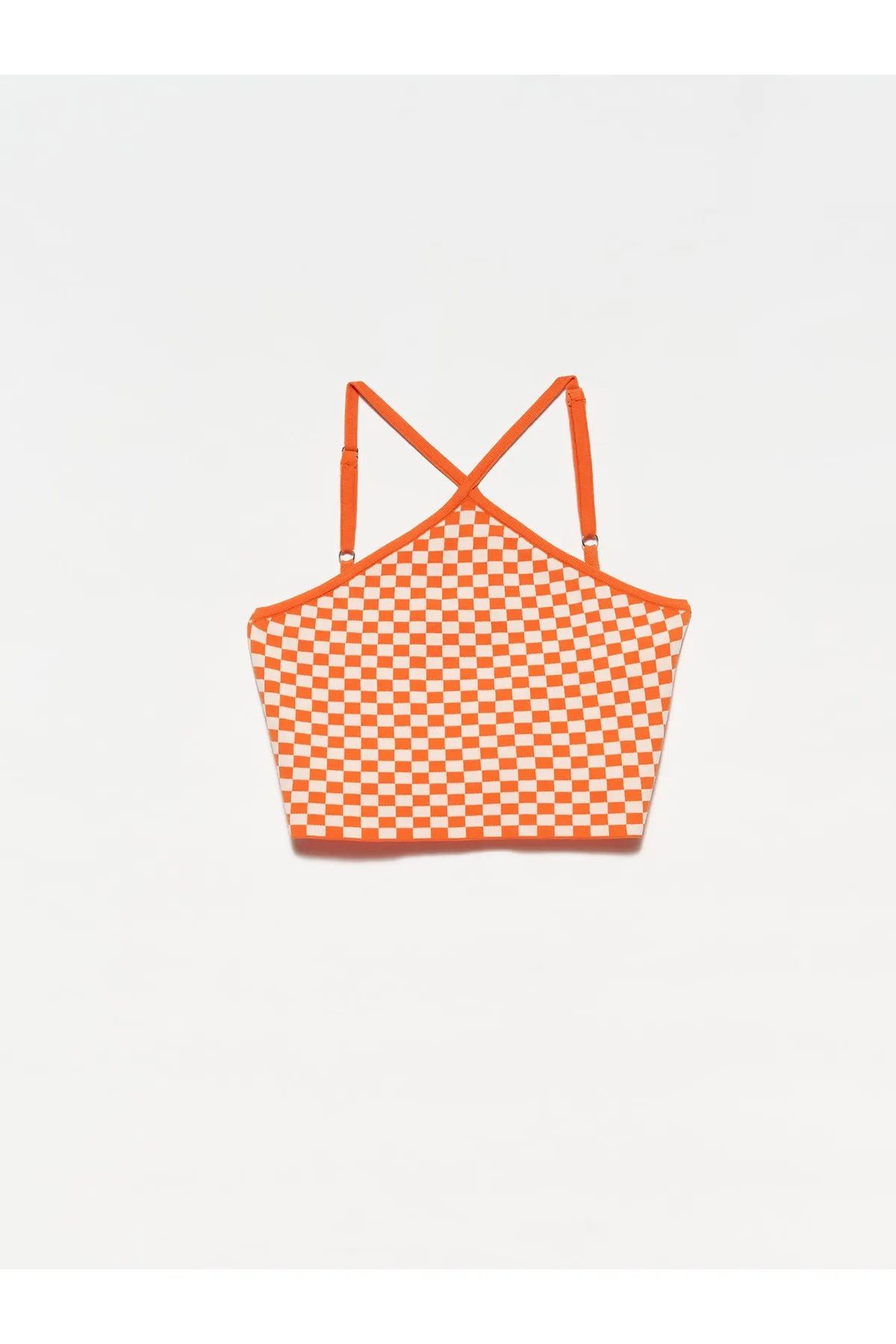 Dilvin  10185 Tanktop mit Kreuzträgern vorne – Orange
