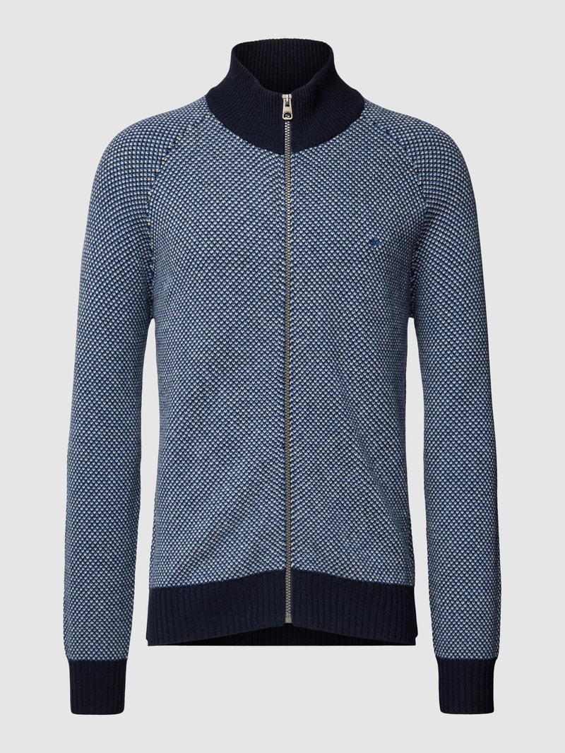 Strickjacke mit Stehkragen in marineblau