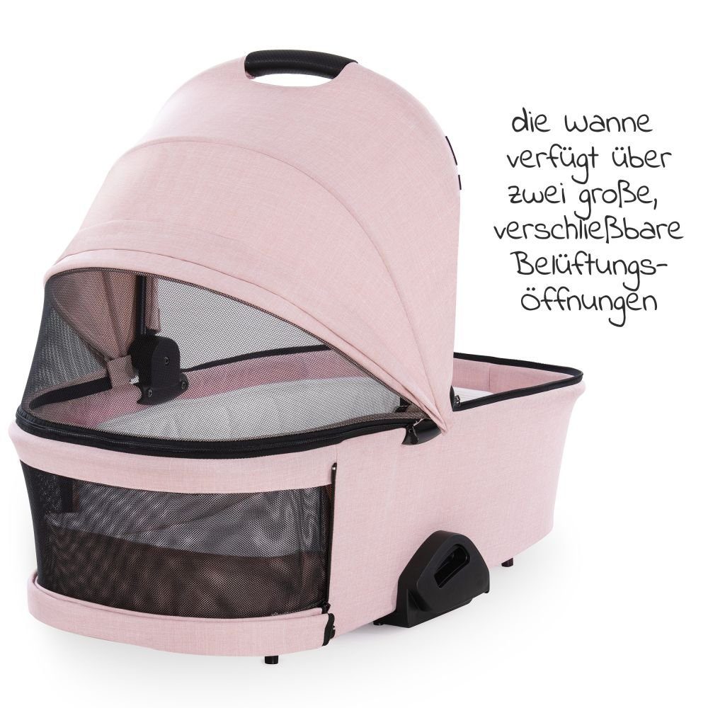 Hauck Kombi-Kinderwagen Vision X Duoset Black - Melange Rose, (7-tlg), 2in1 Kinderwagen Buggy Set mit Babywanne, Sportsitz und Regenschutz