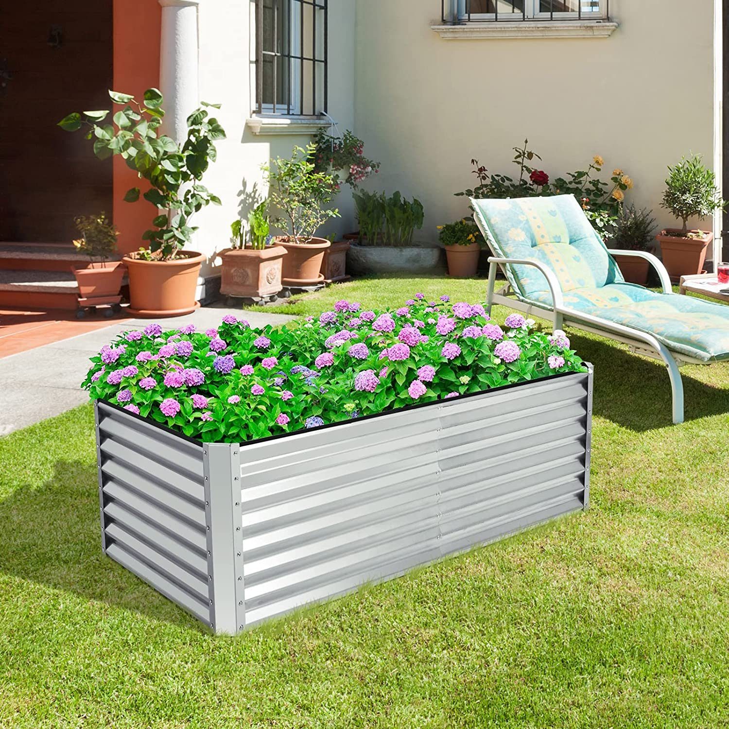 KOMFOTTEU Hochbeet Gartenbeet ohne Boden, 181 x 90 x 61 cm, Eisen