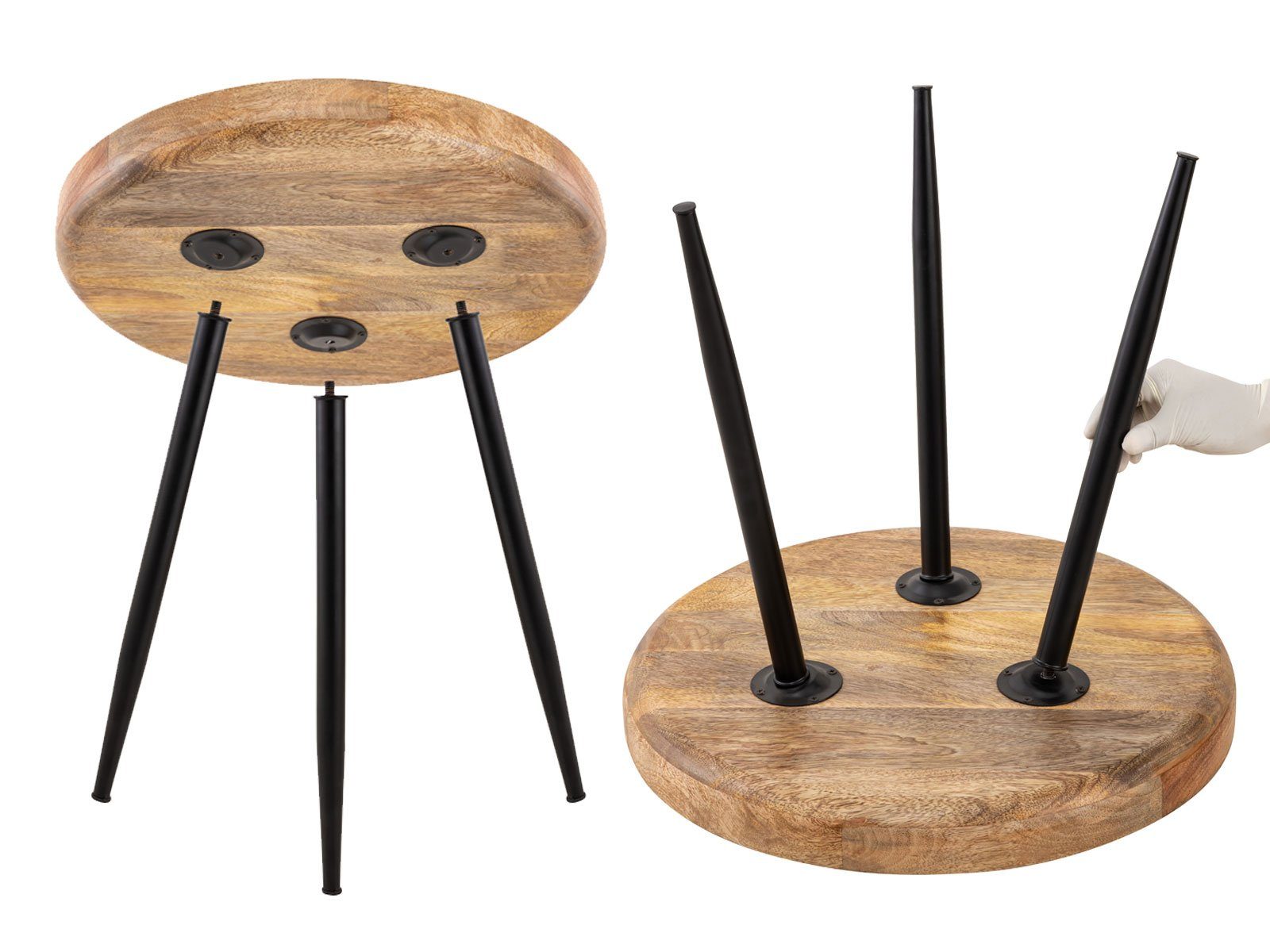 Minara Couchtisch Beistelltisch Holz rund Couchtisch Wohnzimmer