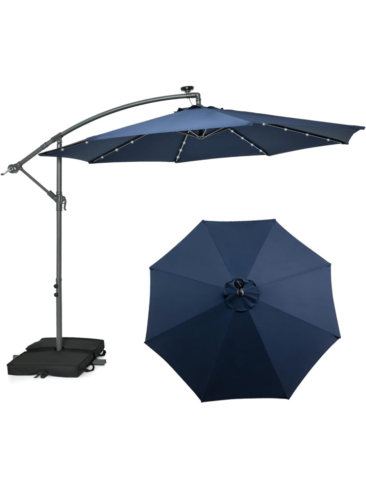 COSTWAY 300cm Ampelschirm mit LED & Sandsäcke in Blau günstig kaufen onesize