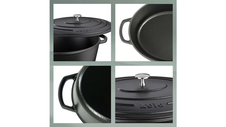 kela Bräter Gusseisen oval Calido 6l schwarz