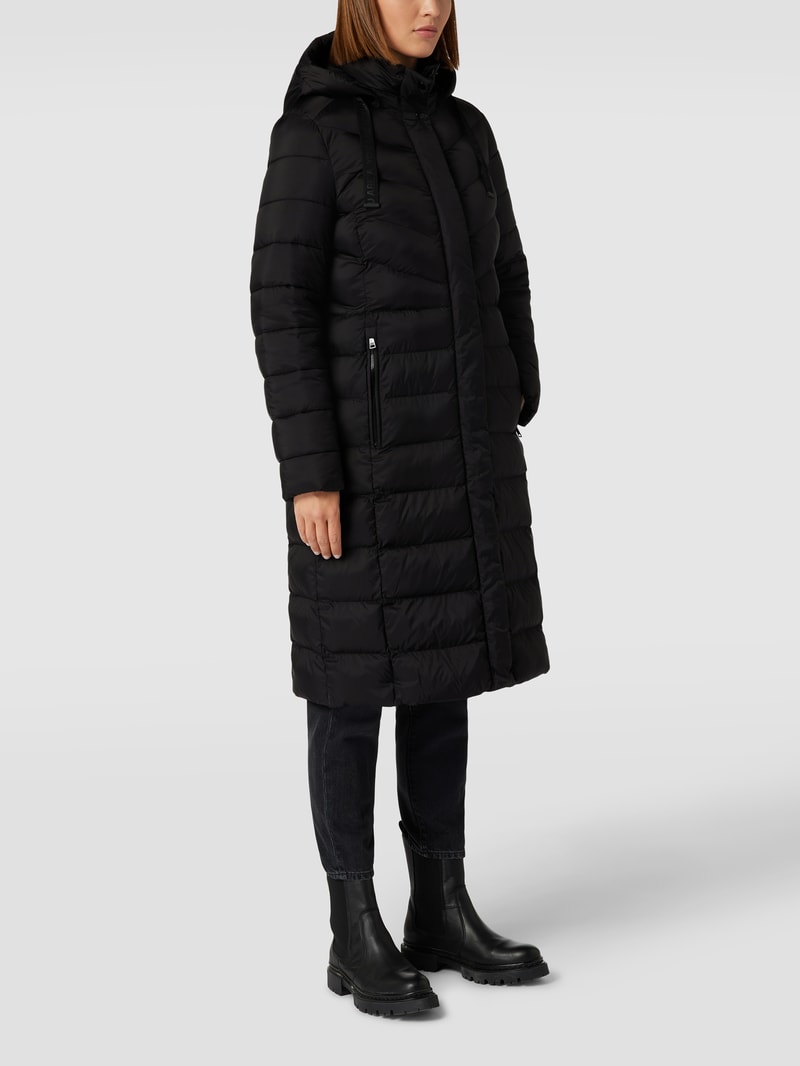 Steppmantel mit Kapuze in schwarz
