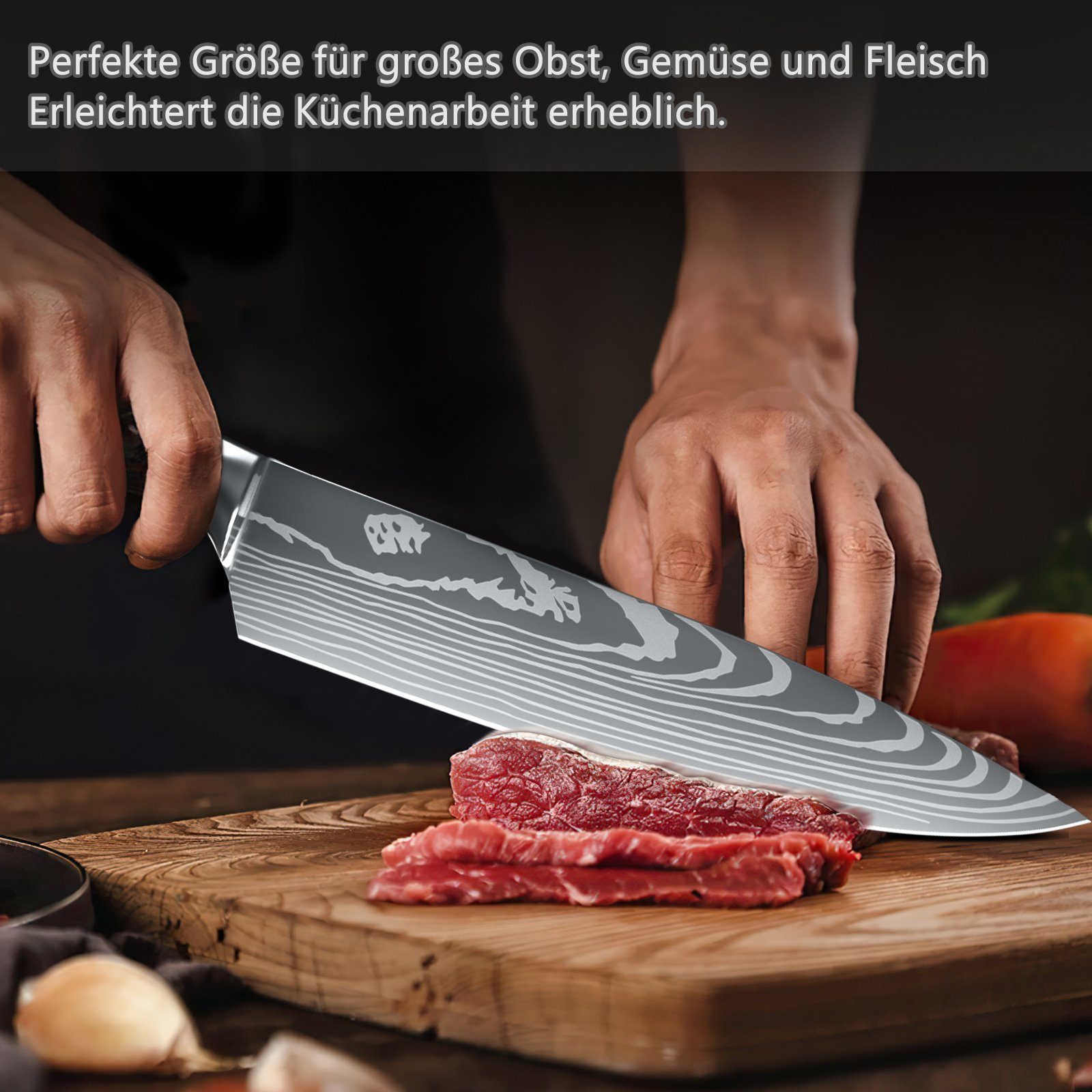 MDHAND Messer-Set Professionelles Küchenmesser (5-tlg), Mit Messerscheide