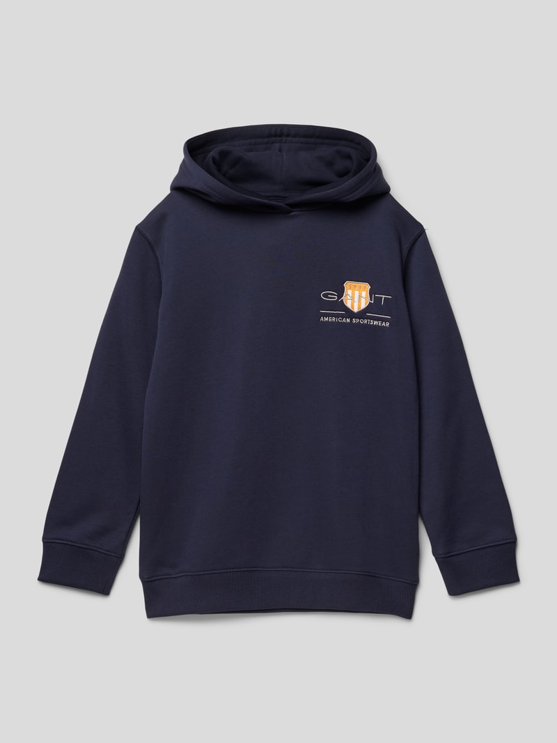 Hoodie mit Label-Stitching in blau