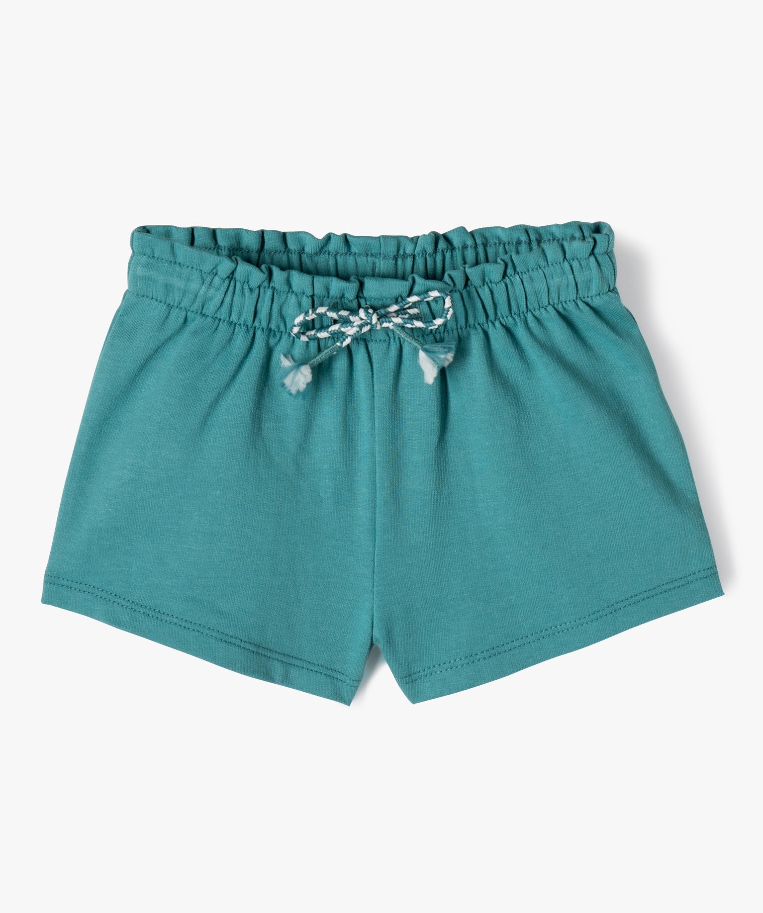 Short bébé fille avec taille élastique froncée vert | GEMO
