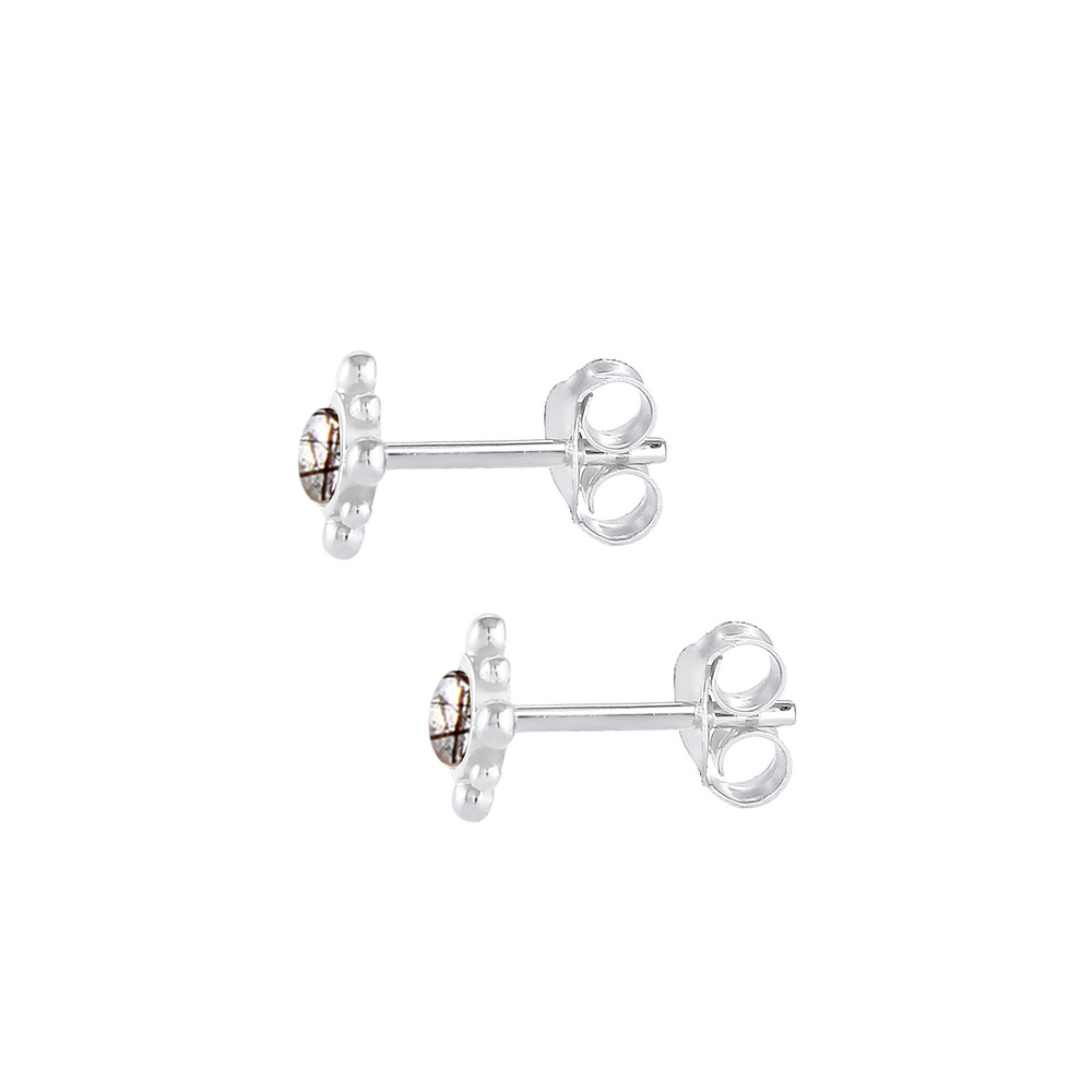 Elli Elli Boucles d'Oreilles Look Vintage pour dames avec pierre de quartz Tourmaline  Boucles d'oreilles
