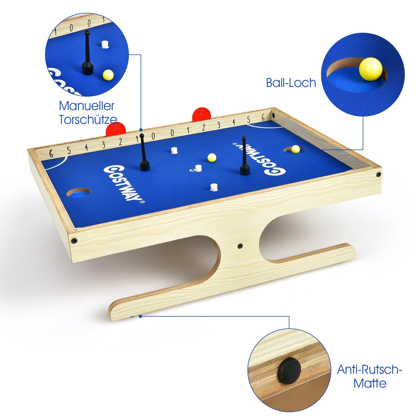 COSTWAY Spiel, Schachspiel, Spieltisch, mit 2 Bällen & 2 magnetischen Griffen