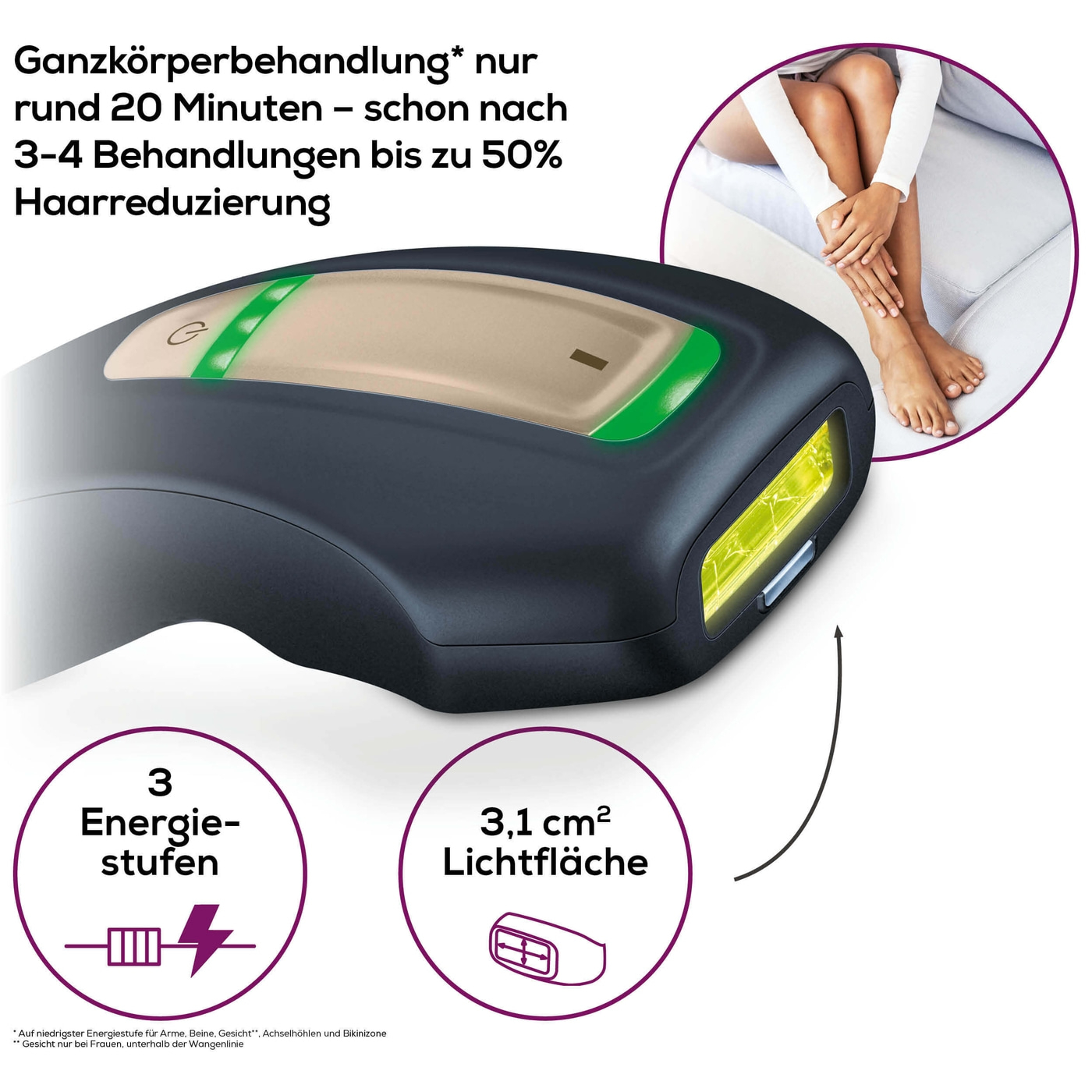 Beurer dauerhafte Haarentfernung IPL Pure Skin Pro Black-Dauerhafte Haarentfernung mit dem handlichen IPL-Kompaktgerät