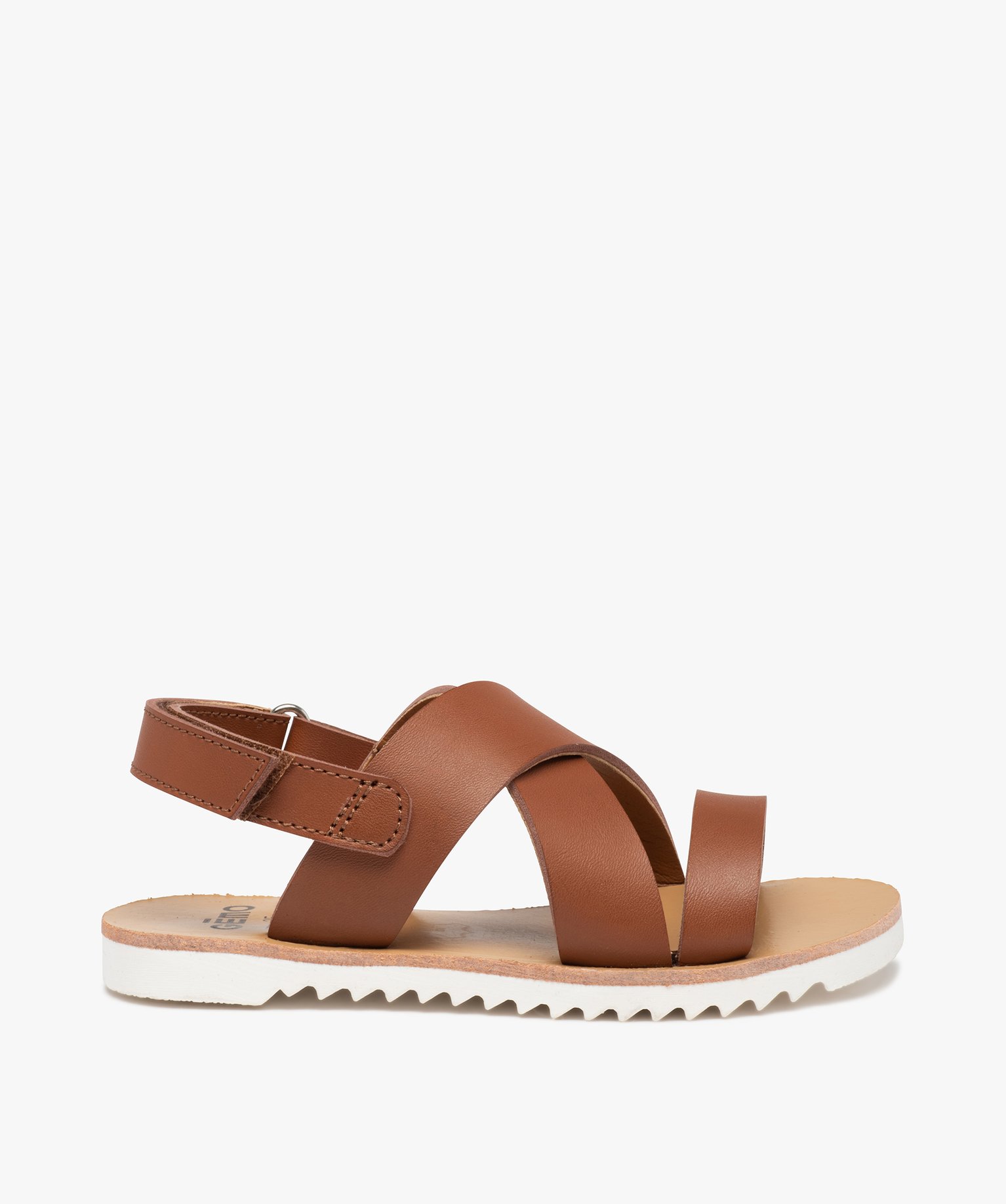 Sandales fille à brides unies et semelle crantée marron | GEMO