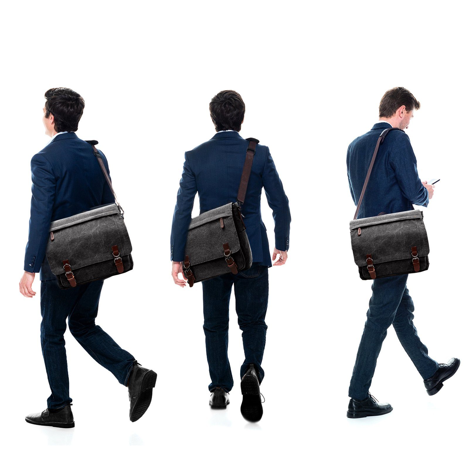 TAN.TOMI Umhängetasche Umhängetaschen Herren aus Canvas Schultasche Laptoptasche, für Laptop Arbeitstasche groß