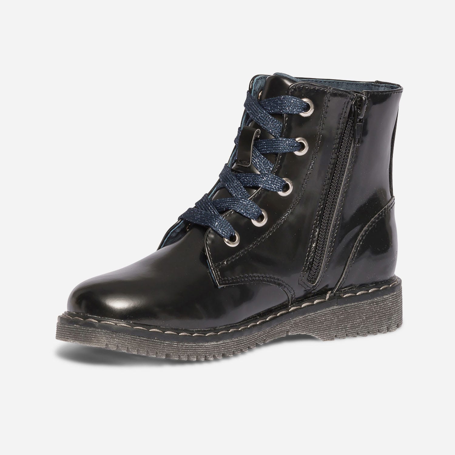 Boots noir à lacet bleu pailleté